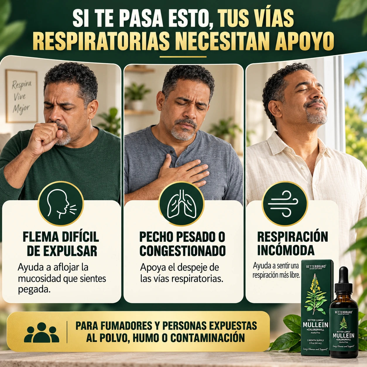 RespiraLibre Premium™ — Fórmula Concentrada de Gordolobo + Clorofila para Despejar el Pecho y Respirar Más Libre